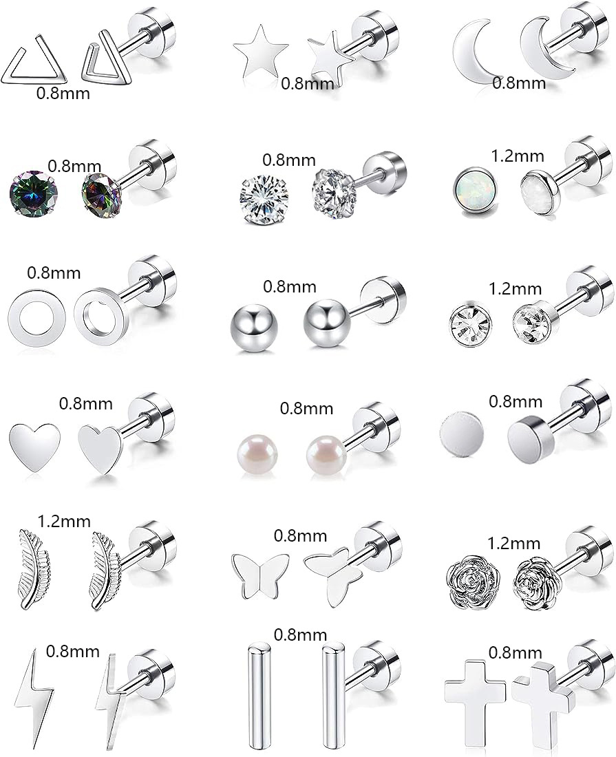 16G labret stud size and finish detail