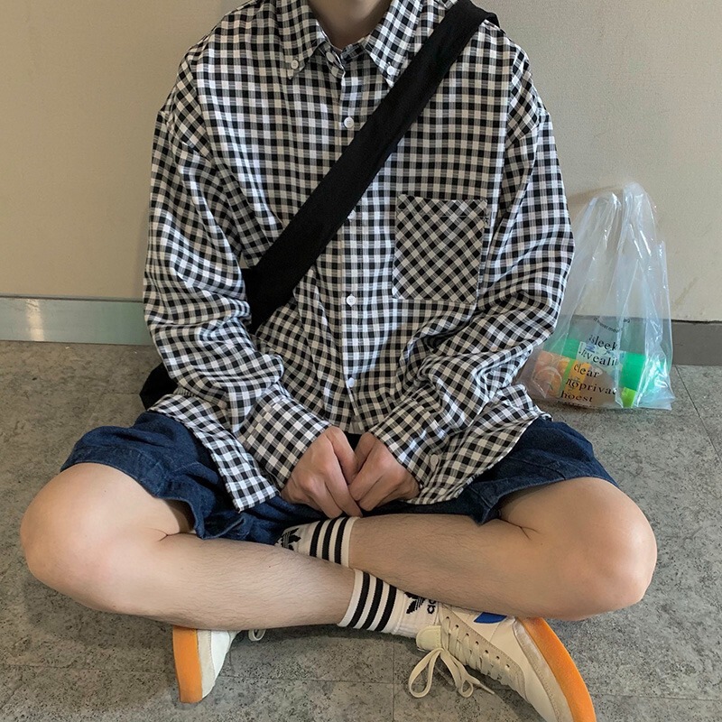 Summer Korean Style Plaid Blue Shirt for Women, Loose Boyfriend Style Shirt, Loose Slimming Sun Protection Cardigan Drape Jacket