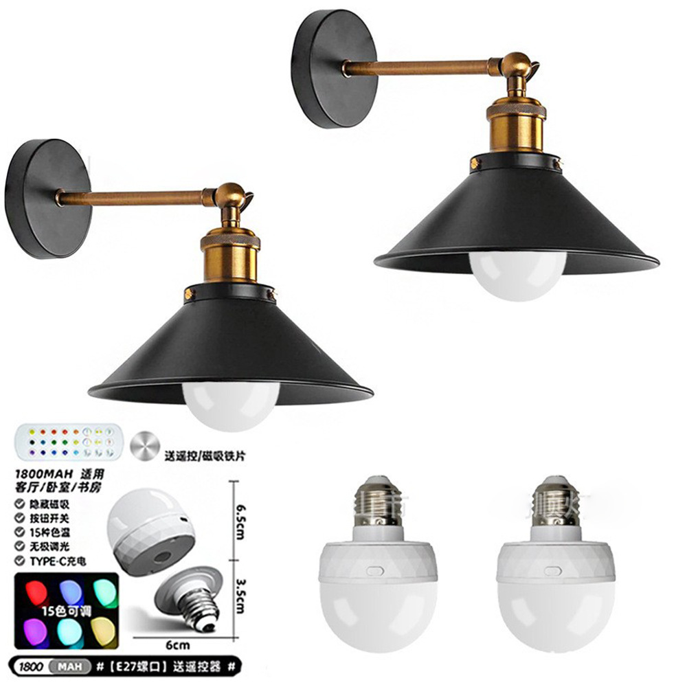 Cableless recarga lámpara de pared comercio electrónico transfronterizo forjado retro lámpara de lámpara interruptor enchufe lámpara de dormitorio led estilo retro