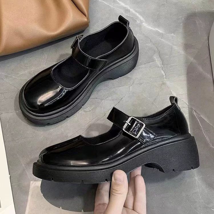Женские Лоферы Mary Jane в стиле ретро на платформе, которые увеличивают рост, новинка 2024 года, Повседневная модная универсальная нишевая женская обувь без шнуровки
