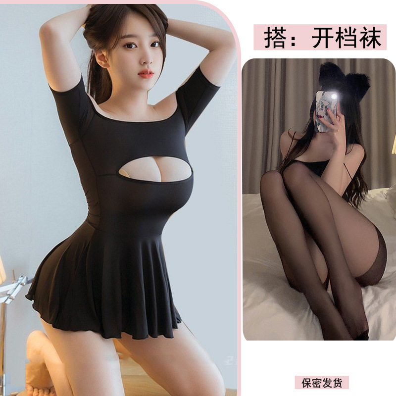 블랙 + 블랙 오픈 양말