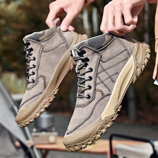 Autumn and Winter New High-Top Outdoor Hiking Men's Martin Boots Genuine Leather Popular Foreign Trade Cotton-Padded Warm Men's Shoes