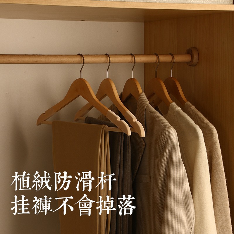 植绒实木衣架无痕防滑木质衣挂家用大衣架服装店欧式成人西服收纳