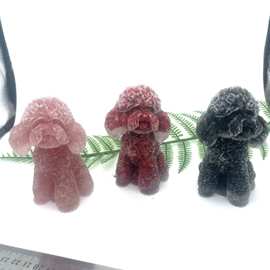 天然水晶碎石泰迪狗树脂滴胶摆件 办公室家居工艺品摆件厂家批发