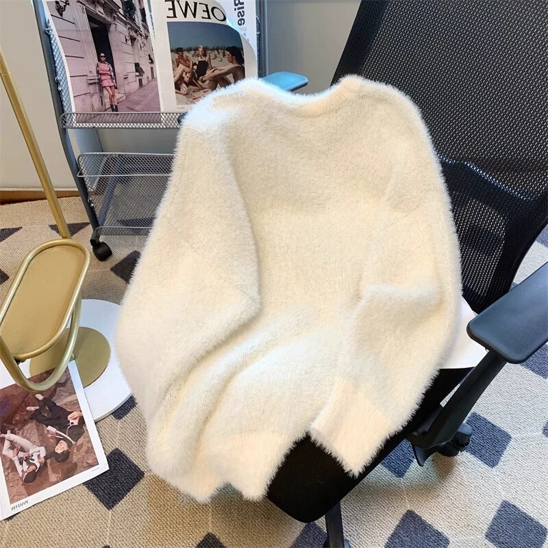 Rabbit fur sweater for women, autumn/winter 2026 new style, thickened mink fleece, loose and relaxed fit, stylish outerwear, high-end top for students Rabbit fur sweater for women, autumn/winter 2026 new style, thickened mink fleece, loose and relaxed fit, stylish outerwear, high-end top for students