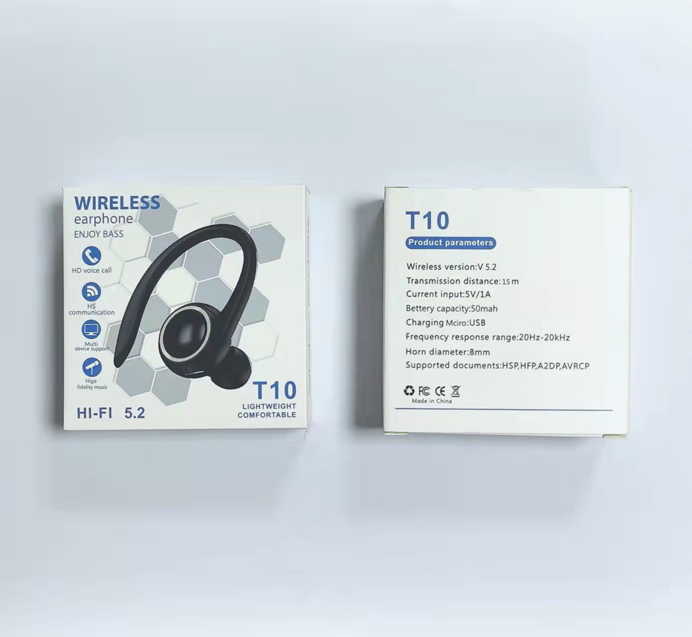Caliente nueva T10 auricular bluetooth montado en la oreja 5,2 gran potencia en la oreja auriculares deportivos auriculares de comercio exterior al por mayor