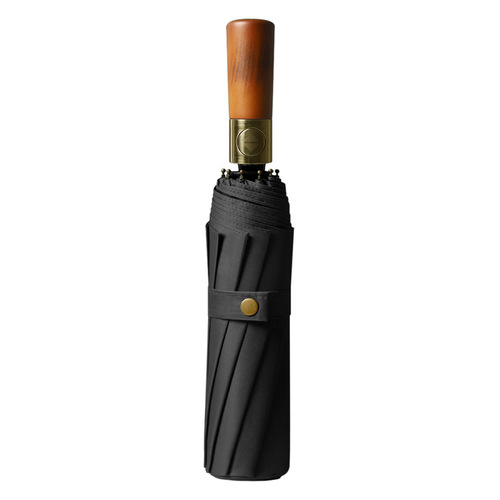 New 10-bone fully automatic high-end log handle sun protection umbrella for men, high-end business folding umbrella with logo printable