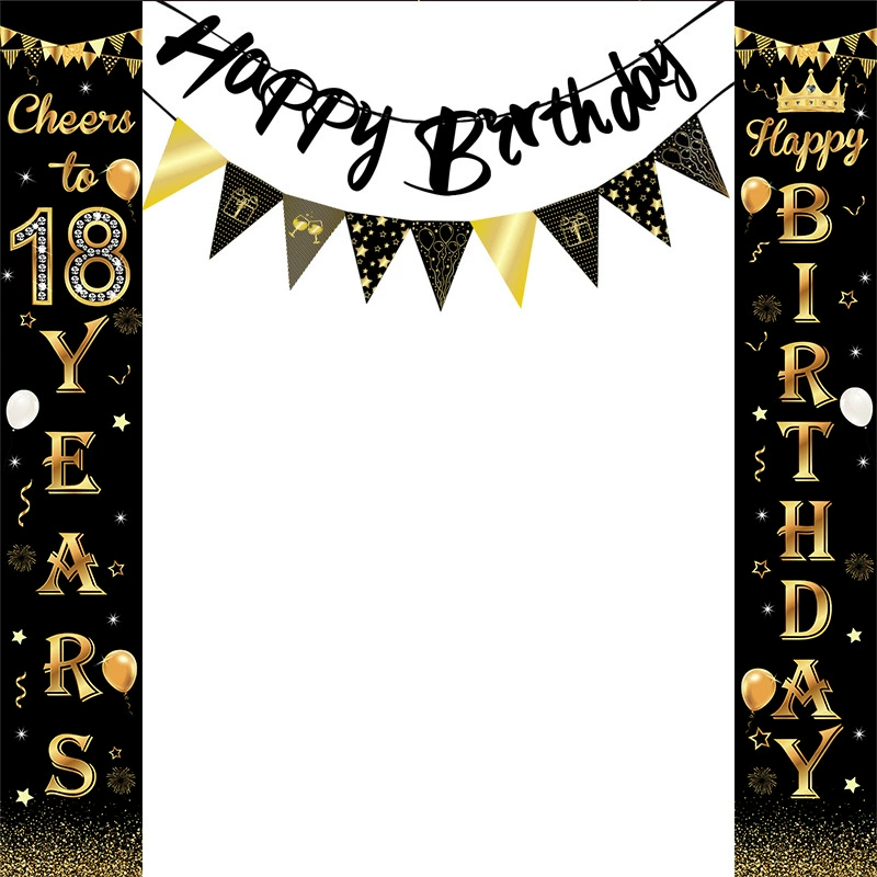 Черное золото Возраст Баннер День рождения Баннер Украсьте День рождения