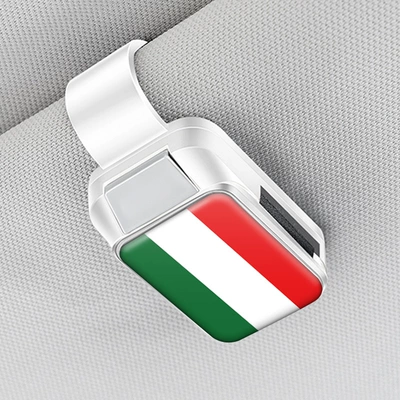 Sun Visor Sunglasses Clip, Car Glasses Clip/Bill Clip - hungarian-flag-eyeglass-clip-y001snow-mountain-white