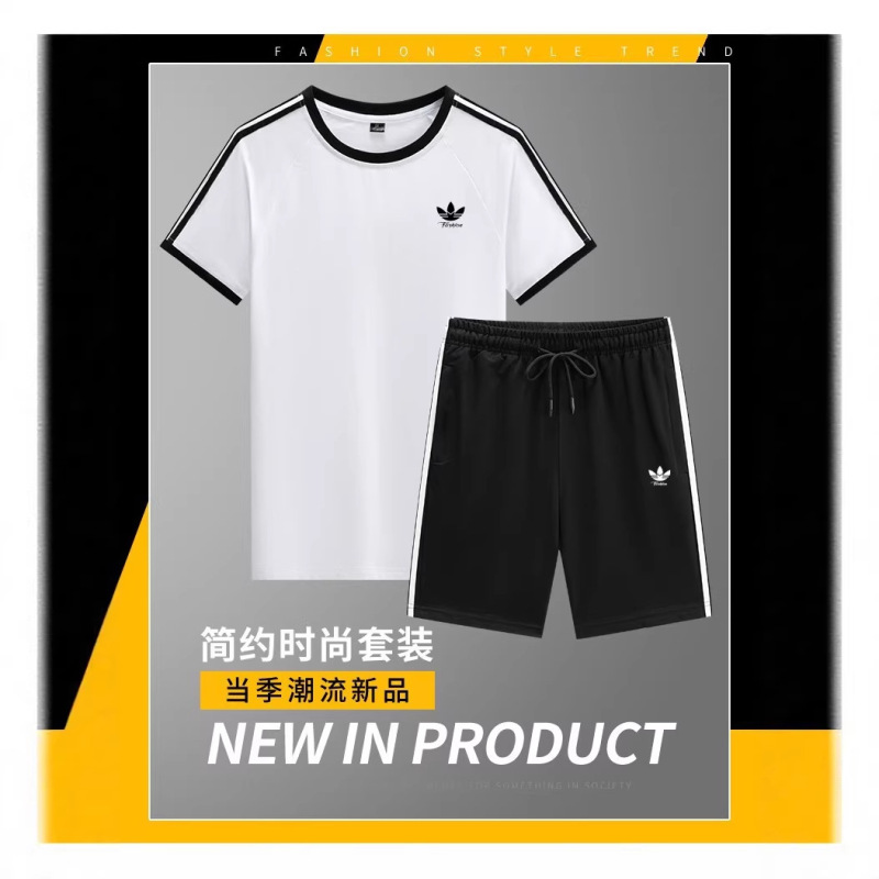 Seasonal Clover Men's Casual Short-Sleeved Shorts Two-Piece Set Trendy Loose Breathable Quick-Drying Fashionable Sports Suit Seasonal Clover Men's Casual Short-Sleeved Shorts Two-Piece Set Trendy Loose Breathable Quick-Drying Fashionable Sports Suit
