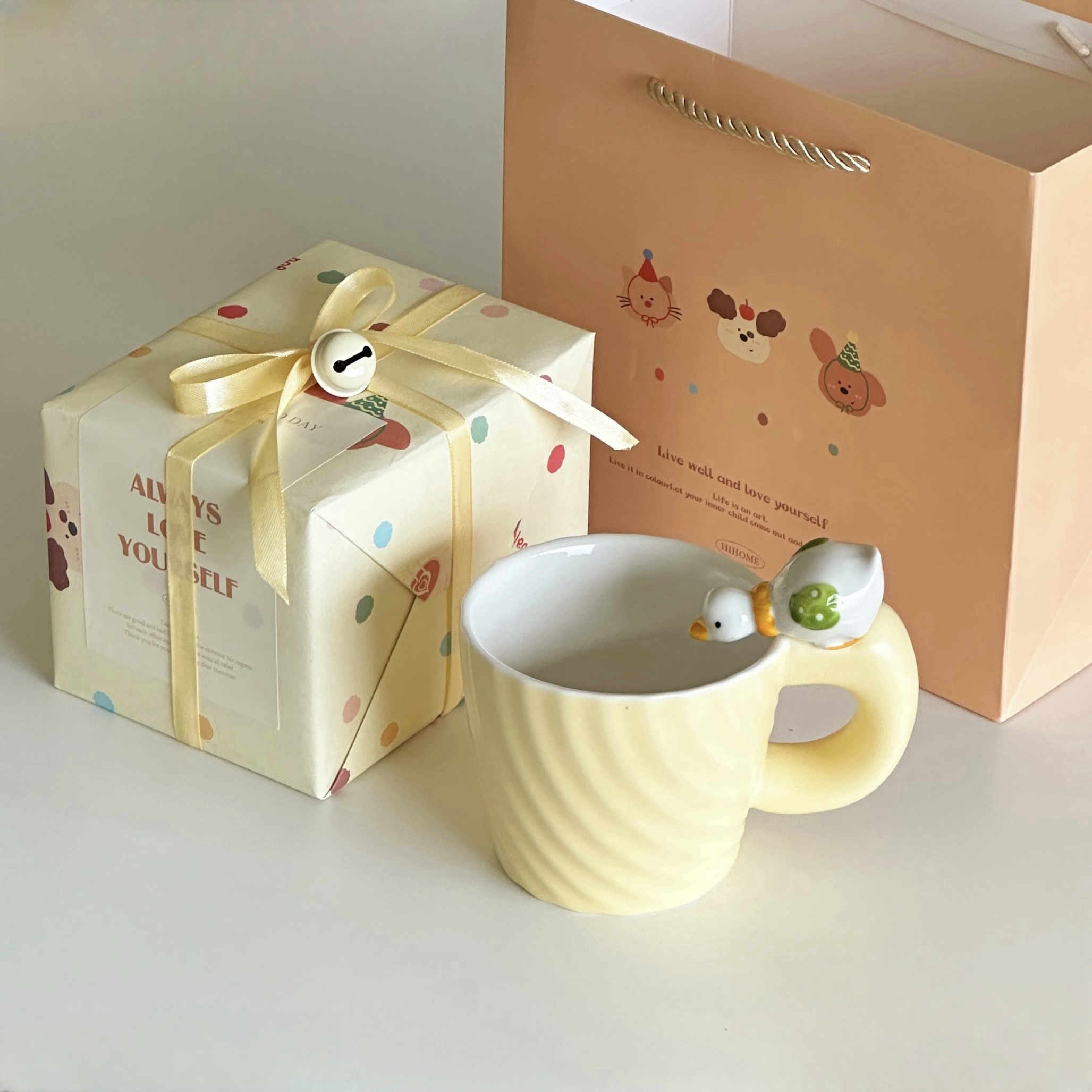 Yanhang cute milky yellow duck party ceramic mug milky water cup…