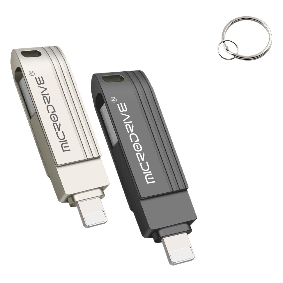 Venta al por mayor de memoria USB aplicable al metal multifuncional móvil de la impulsión del flash de Apple USB dos-en-uno 128G LOGOTIPO personalizable 256G