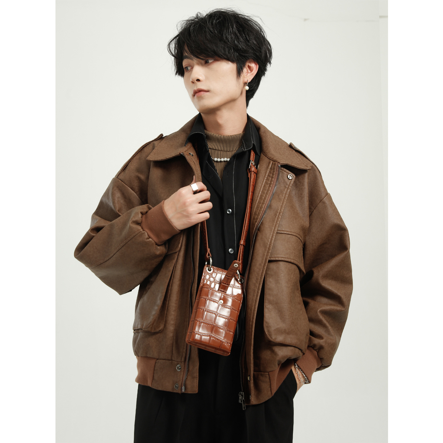 Ropa de Hombre | 2021 Otoño e Invierno Nueva chaqueta de cuero de motocicleta estilo retro de Hong Kong estilo coreano abrigo de moda para hombres y mujeres