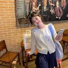 实拍~新款韩系甜美减龄手工蝴蝶结软糯开衫长袖毛衣女装2025年