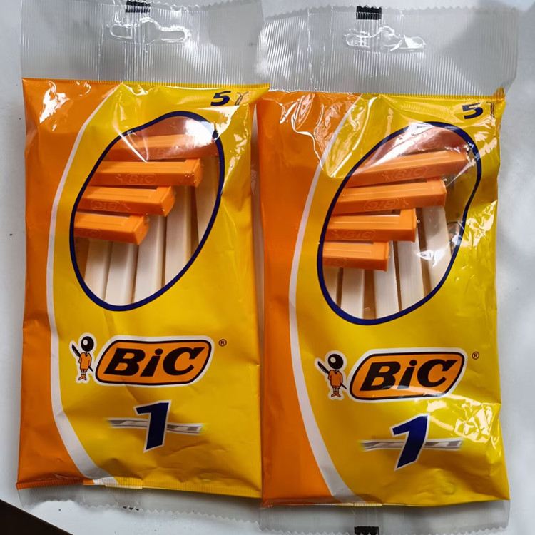 French Bic Men's Single-Layer Blade Lightweight Razor 5 Bags Greek-Made Non-Lubricated Strips