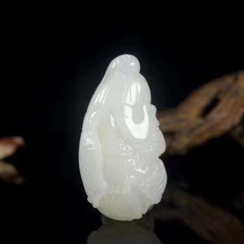 玉器工艺品新疆天然和田玉白玉百财白菜吊坠供应链送证书男女同款