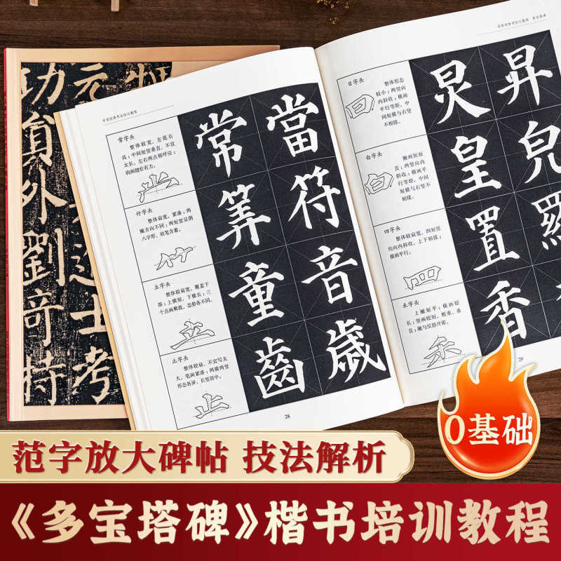 Calligraphy Tutorial Book: Yan Zhenqing's Multi-Treasure Pagoda Inscription Card Calligraphy Copybook - Simplified Regular Script with Annotations for Beginners' Basic Training