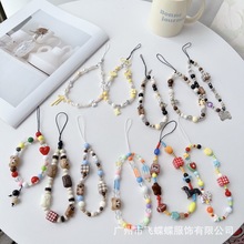 新款串珠挂绳可爱卡通动物饰装品配件少女心手机壳防丢防摔挂饰