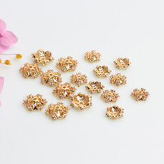 14K gold-plated flower holder, micro-set snowflake chips, DIY jewelry accessories separator flower hat scattered beads, handmade bead materials