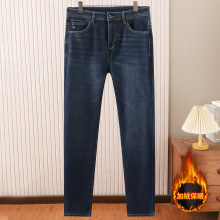实体批发撤柜加绒牛仔裤男冬季中腰直筒微弹青年保暖长裤子G1718