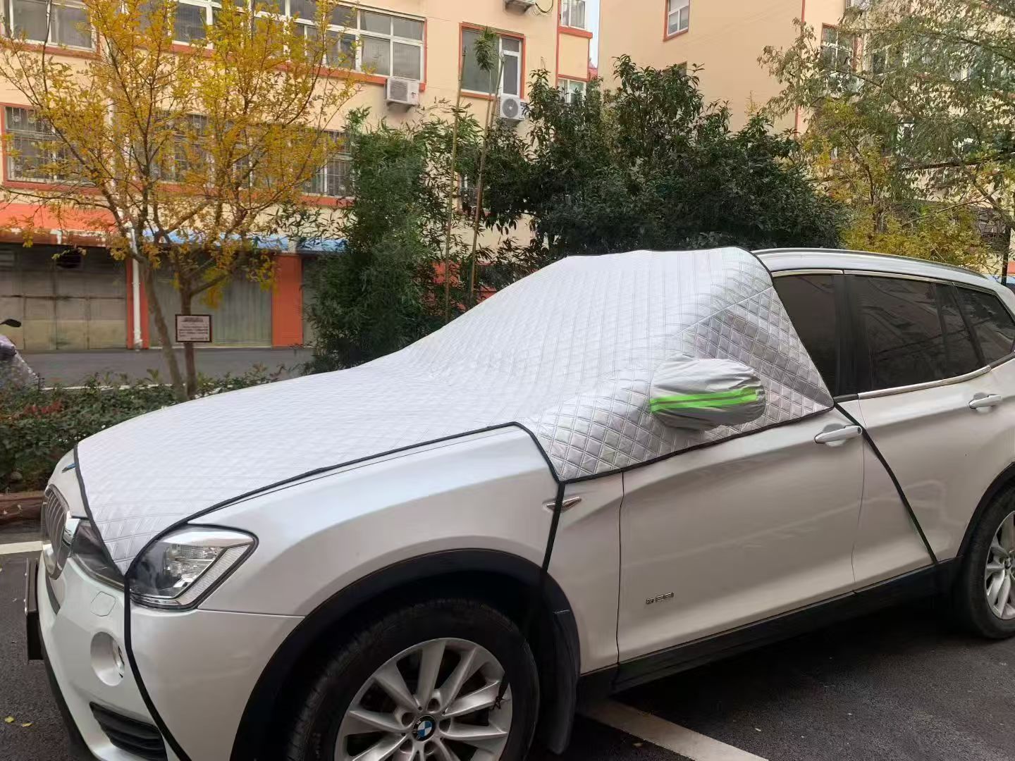 Windshield Magnetic with: Qìchē Car snow shield - upgraded-large-half-cover-with-elastic-band-ear-covers