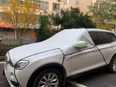 Car Snow Shield, Car Front: Car snow shield - upgraded-half-cover-style-with-elastic-band-earmuffs