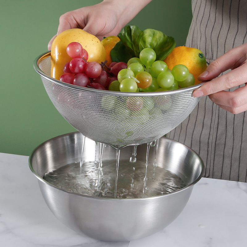 不锈钢盆漏盆双层厨房洗菜盆沥水篮水果盘和面打蛋盆多用途盆