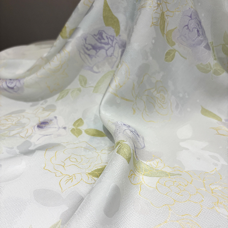 交织香云纱服装面料含桑蚕丝花萝提花真丝新中式国风旗袍布料轻薄