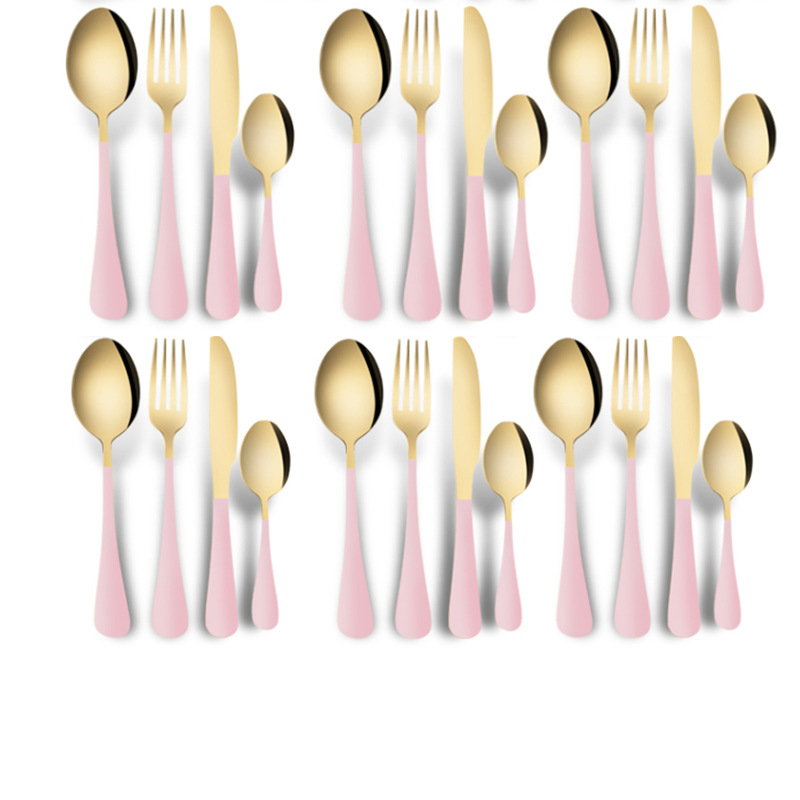 Amazon tiktok popular vajilla de acero inoxidable 24 piezas traje 1010 cuatro piezas principales 6 personas usan comida occidental cuchillo, tenedor y cuchara