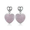 Zirconium heart shaped, advanced brand earrings with letters, silver 925 sample, high-quality style, European style, flowered, four-leaf clover