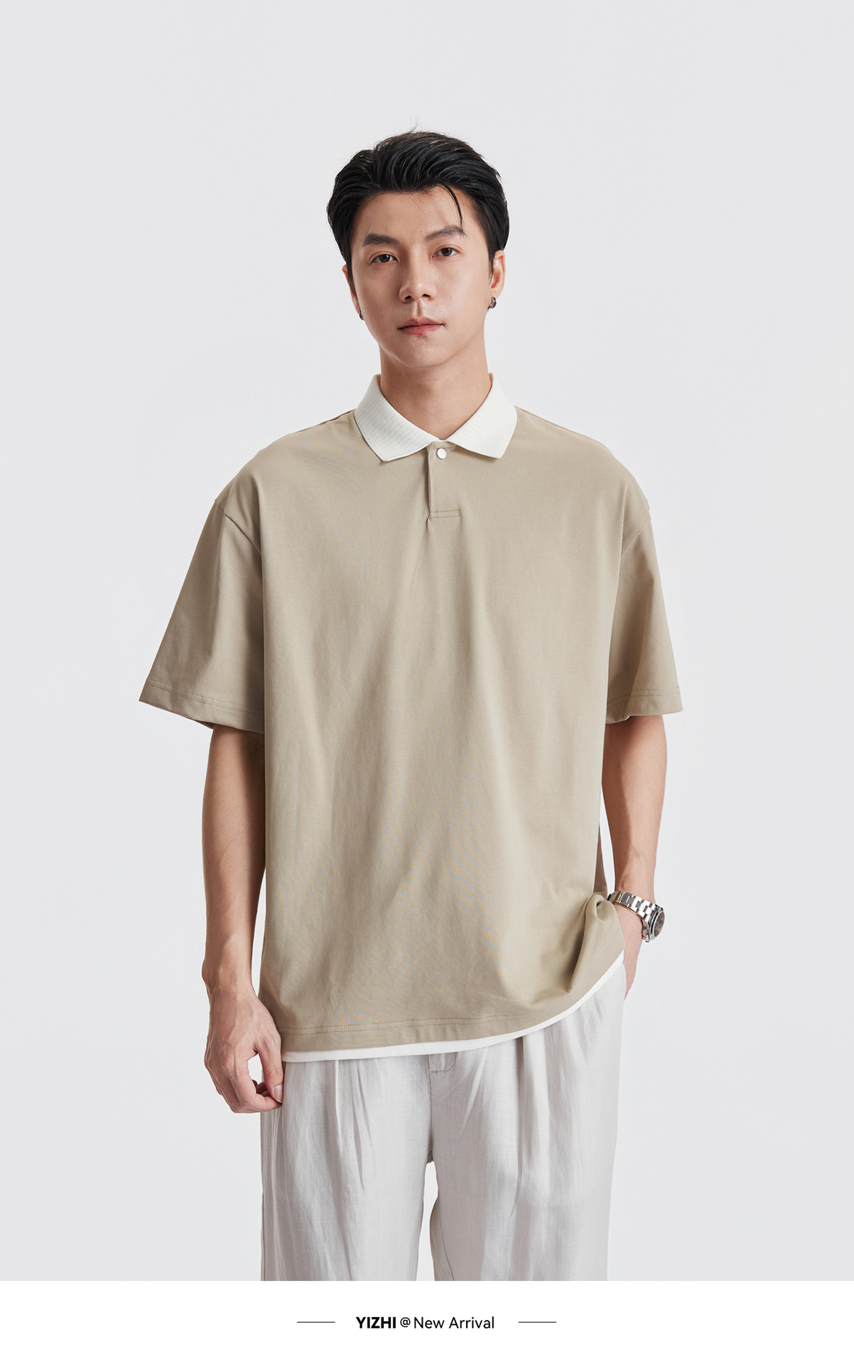 Áo Polo Nam Cổ Bẻ Phong Cách Cổ Điển, Chất Liệu Cotton Thoáng Mát, Form Rộng Vai Xuôi — màu sắc chi tiết 15