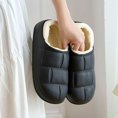 2025女秋冬季新款家居家用室内两穿厚底情侣外穿包跟防水棉拖鞋