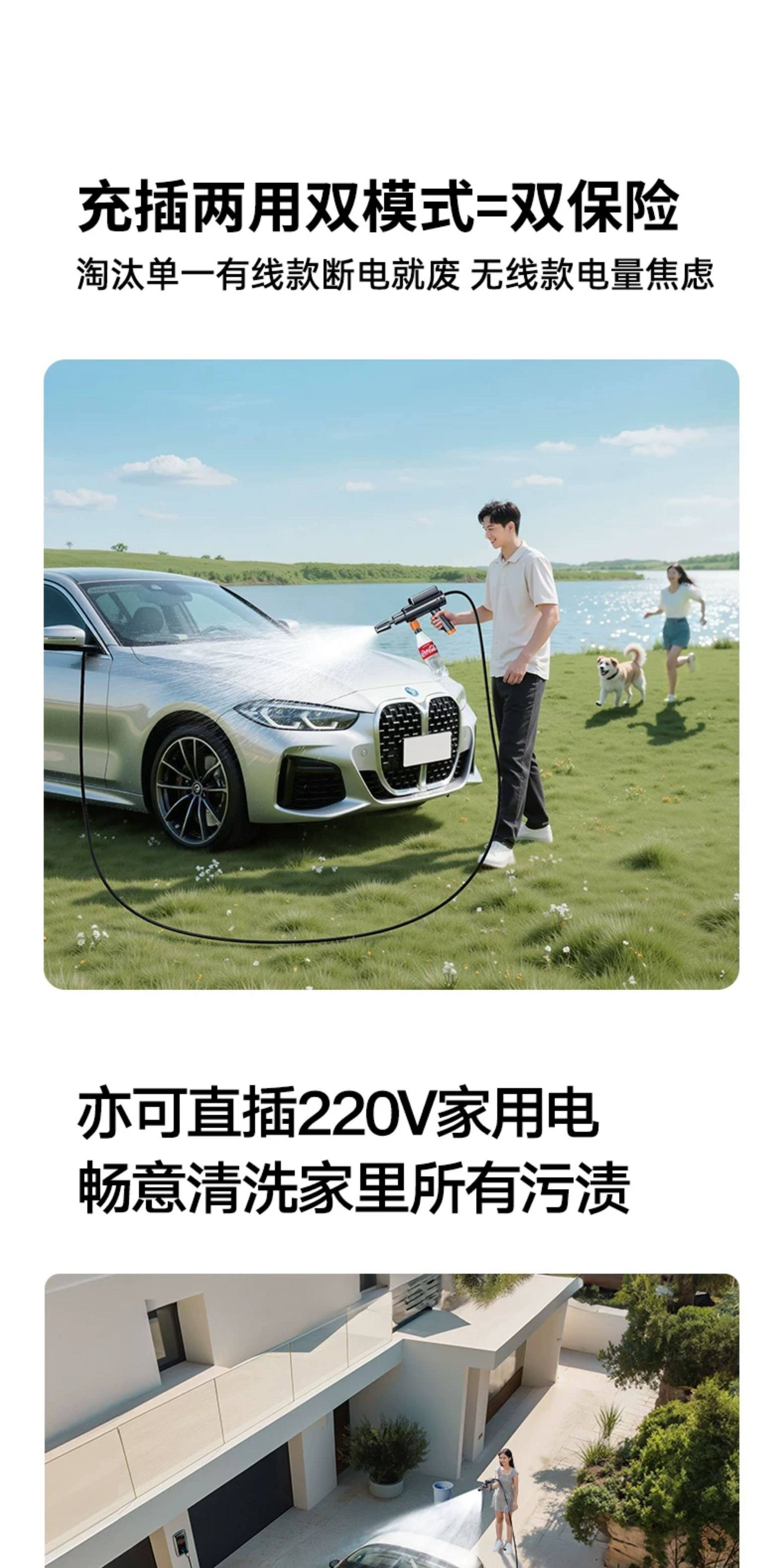 Car Wireless Washing Machine, High-Pressure Water Gun, Household Electric Lithium Battery Cleaning Machine, Powerful Pressure Washer