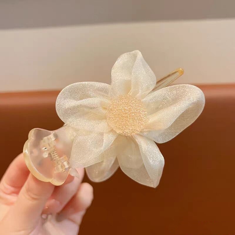 网纱蝴蝶结丸子头抓夹高级感精致盘发固定神器女后脑勺发夹头饰品|undefined