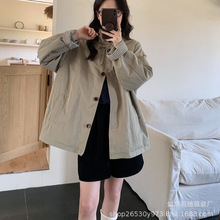 秋季复古风中长款上衣女2025高级感气质通勤百搭宽松风衣外套S37