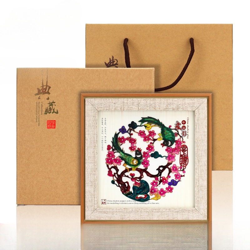 皮影装饰画仿实木框摆件西安特产出国纪念品中国风特色礼品送老外