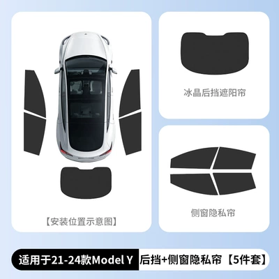 Car curtains: for camping, Model Y/3 new - 21-24-my4-piece-set-for-front-and-rear-side-windows-rear-window-original-vehicle-dimensions