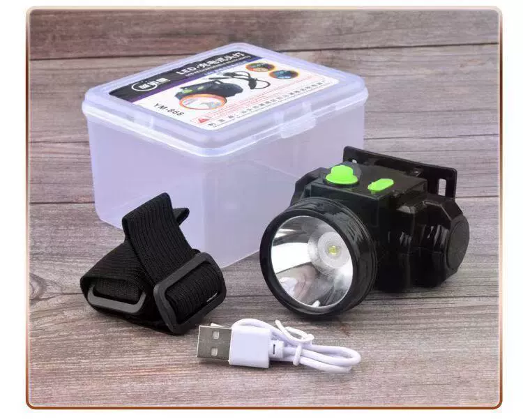 Перезаряжаемая LED-налобная лампа с индукцией, литий-ионный аккумулятор, зум 10–50 Вт, 0.16 кг