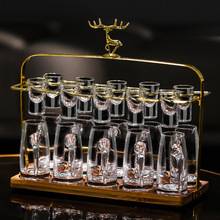 高档轻奢水晶玻璃白酒杯套装家用金山一口杯小酒杯二两蓝山分酒器