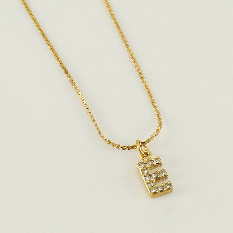 Transfronterizo europeo y americano estilo de moda todo fósforo de acero inoxidable carta Collar chapado en oro diamante incrustado estilo simple tira de cadena delgada s para las mujeres