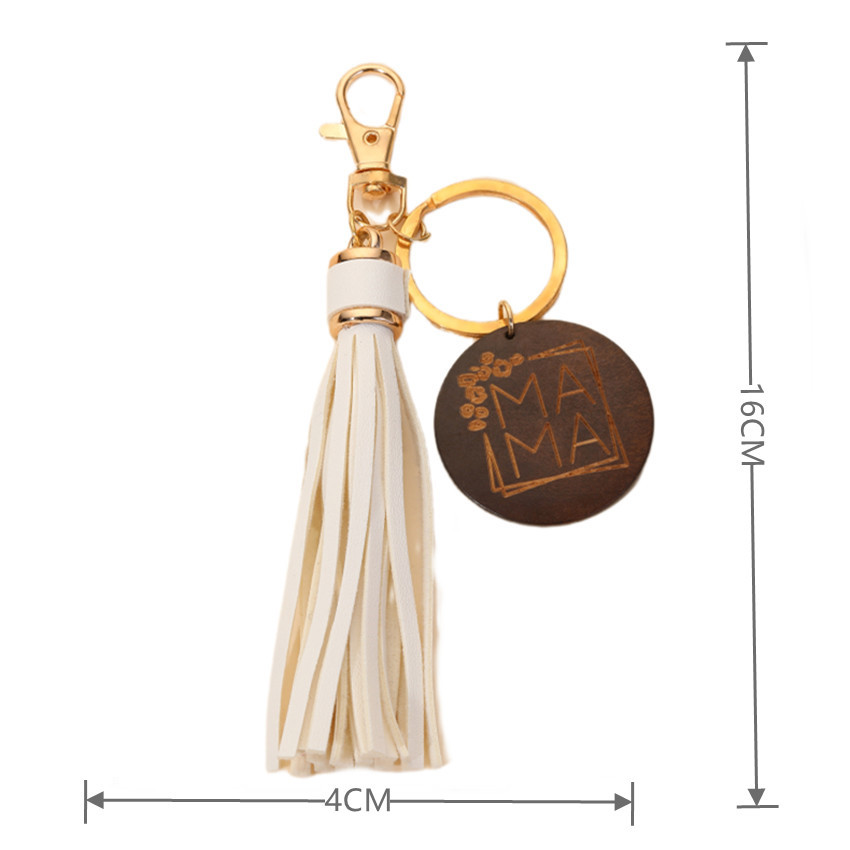 17g Weight Keychain Classification 1 Piece Quantity Casual, Holiday, Daily Occasion Pu Leather Material Mother'S Day Festival Letter, Tassel Pattern Unisex Gender Modern Style Style Modern Style Letter Tassel Pu Leather Mother'S Day Unisex Keychain 无