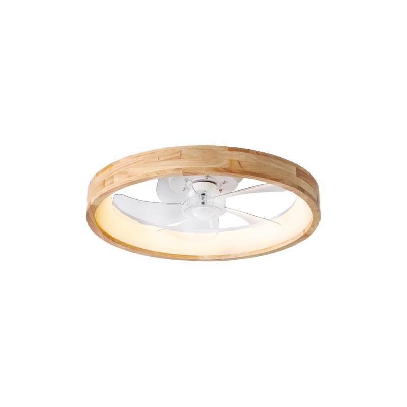 Ventilador de Techo con Luz de Madera y ABS, Control por App y Control Remoto, para Sala de Estar y Dormitorio