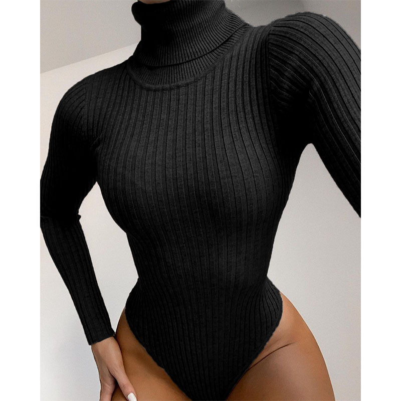 women's high-neck warm-keeping solid color long-sleeved one-piece nihaostyles clothing wholesale NSXPF75117