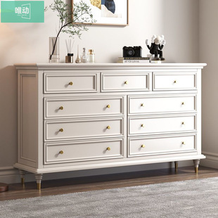 Solid Wood Bucket Chest American Style Storage Cabinet Bucket Wall End of Bed Drawer Cabinet Bedroom Storage Cabinet Modern Living Room Storage Cabinet