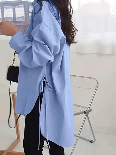 New style early autumn loose front, short back, long lace, slimming shirt, medium and long, all-match