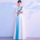 New Chorus Performance Dress Women's Long Dress Chinese Style White Performance Dress Chinese Cheongsam Host Welcome Performance Dress