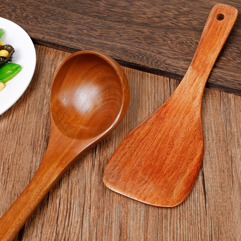 Cuchara de madera Cuchara de sopa grande de madera maciza Sopa de mango largo Cuchara de sopa japonesa Cuchara de madera Cuchara doblada Cuchara de avena Cuchara de olla caliente de madera Grabado