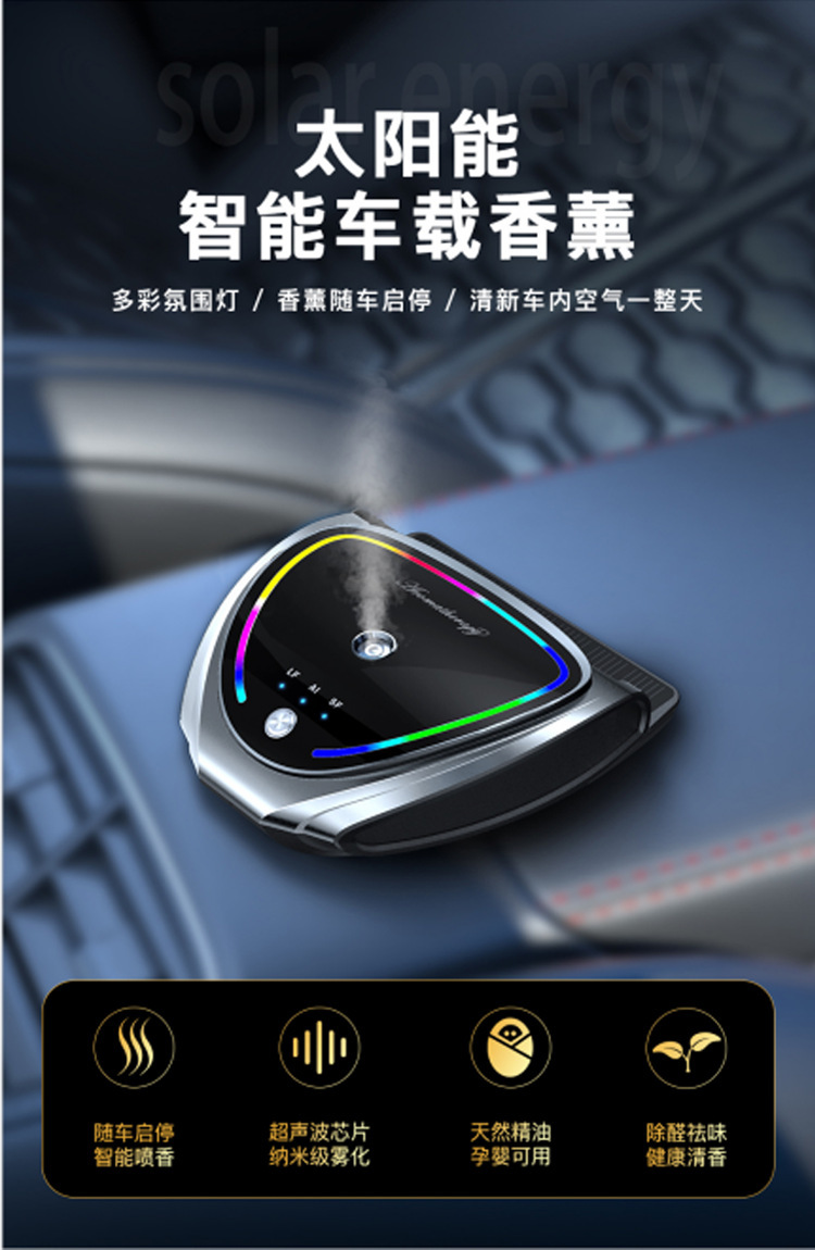 Car Aromatherapy Women's Smart Solar Charging Hidden Parking Number Plate Music Light Ornament Gift Customization