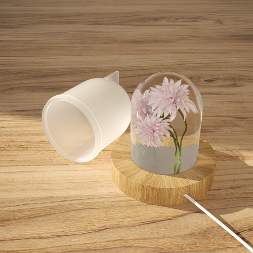 Poppy DIY Epoxy Cylindrical Candle Mold USB Night Light Ornament Dried Flower Specimen Cylindrical Silicone Mold