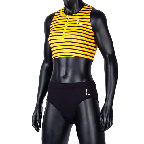 Professional Short-Distance Running Training and Competition Zipper Tight Suit for Women: Backless Top and Shorts